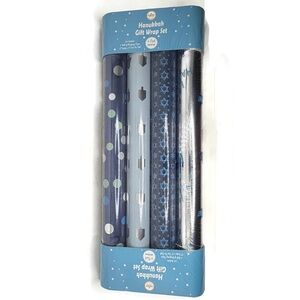 Hanukkah Wrapping Paper 4 Rolls Blue Silver